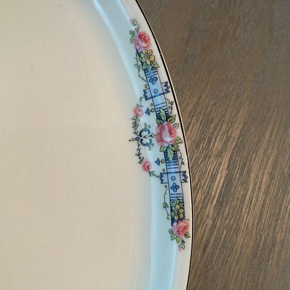 Vintage Mid Century Canonsburg Pottery Co. Oval Serving Plate Floral Made in USA - Picture 5 of 13